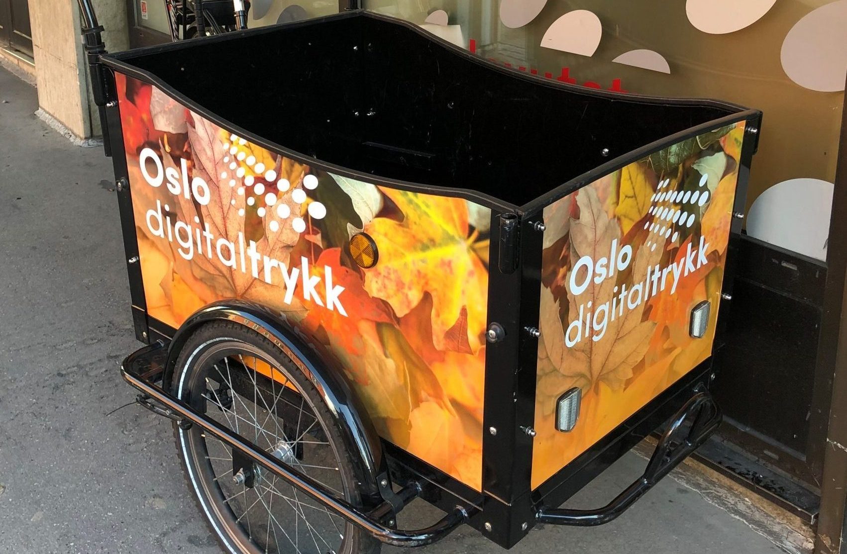 Sykkelkassen til Oslo Digitaltrykk er dekorert med printet folie
